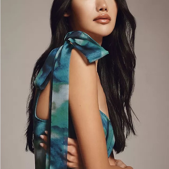 BHLDN Teal Tie-Dye Midi Dress - Picture 4 of 5